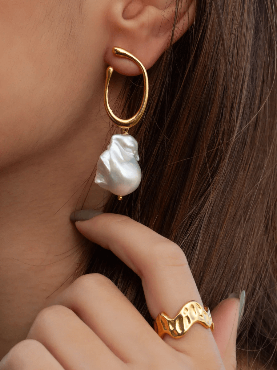 Tiny Büyük Barok İnci Küpe