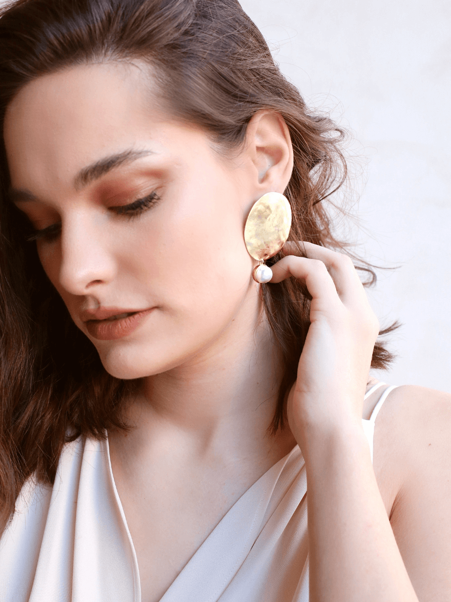 Yuvarlak İncili Küpe