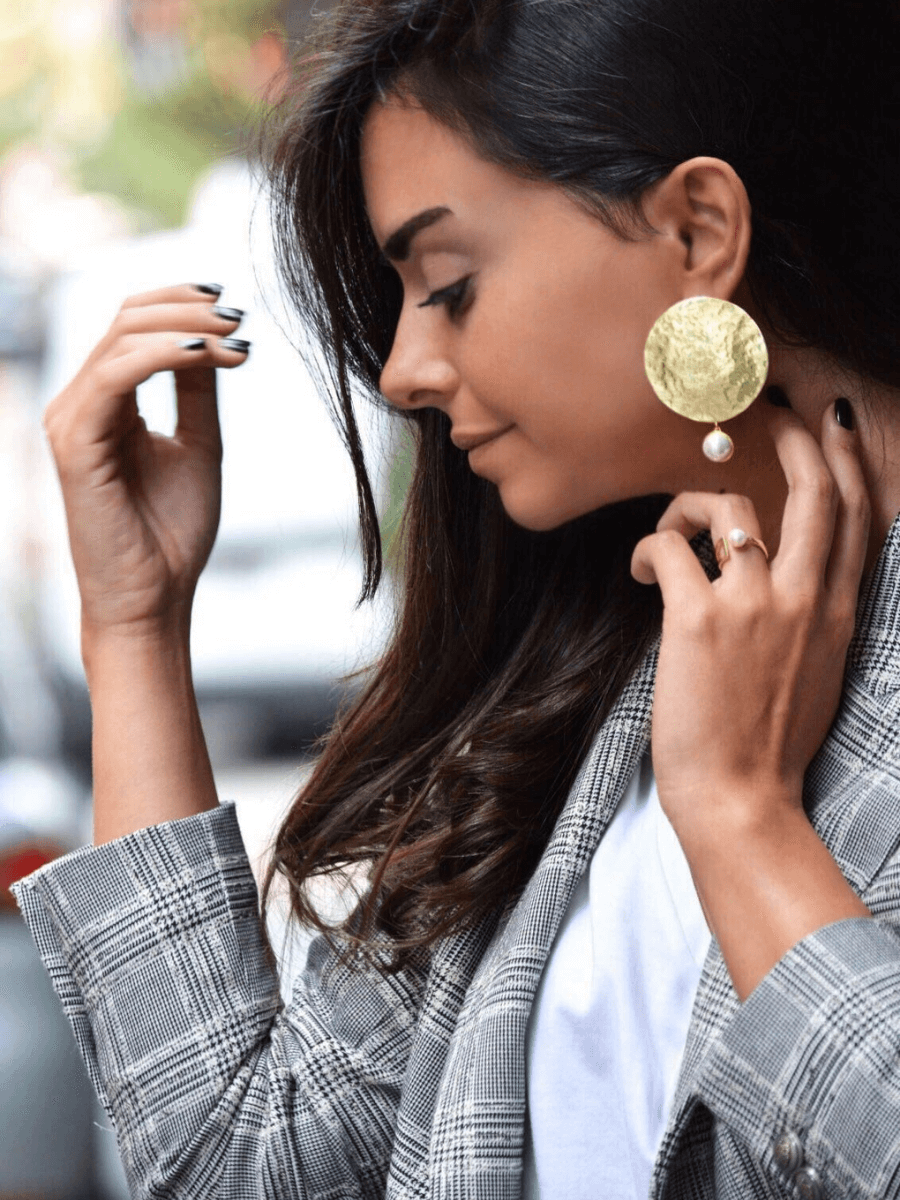 Yuvarlak İncili Küpe