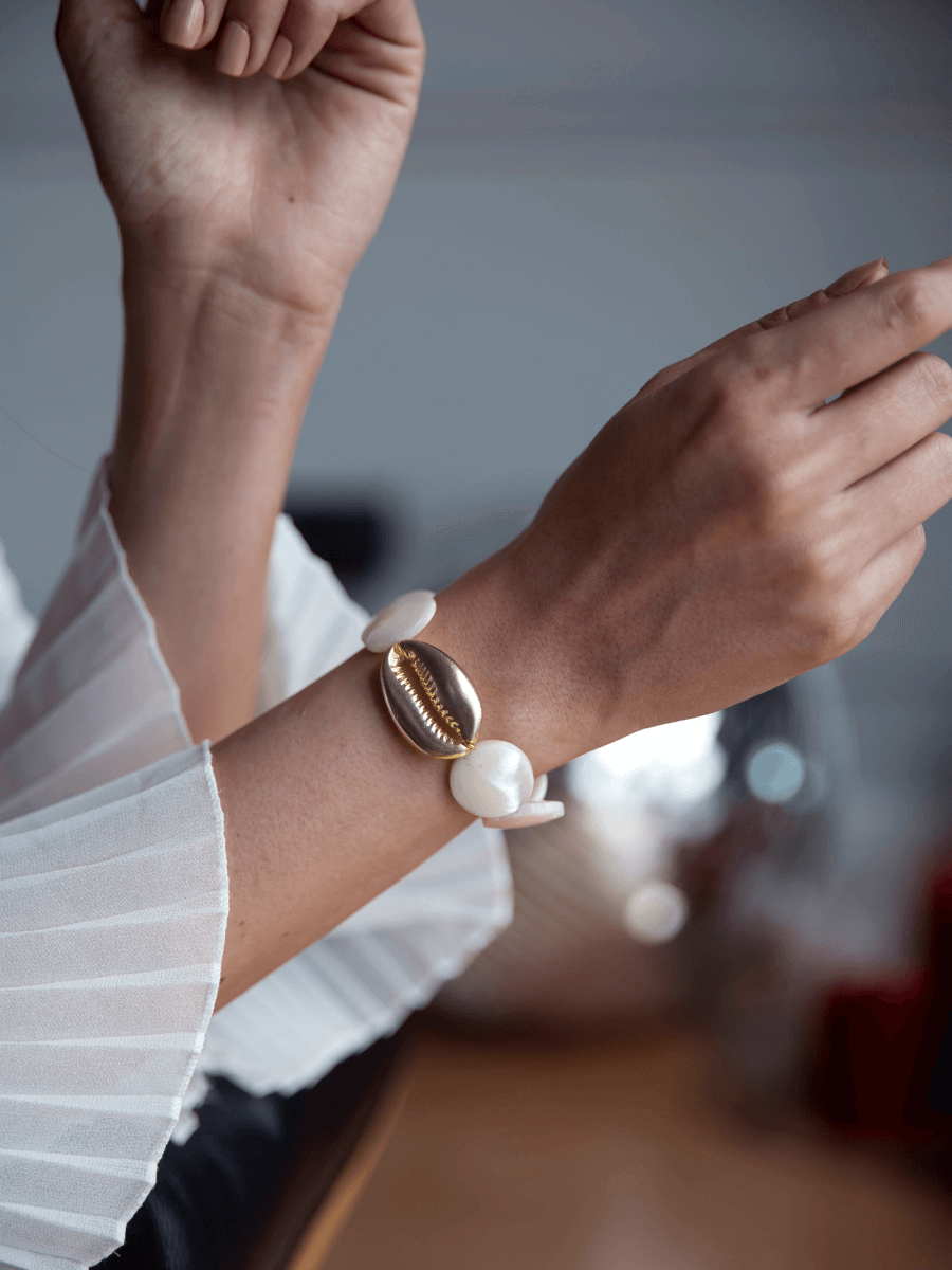 Yuvarlak Sedef Deniz Kabuğu Bileklik