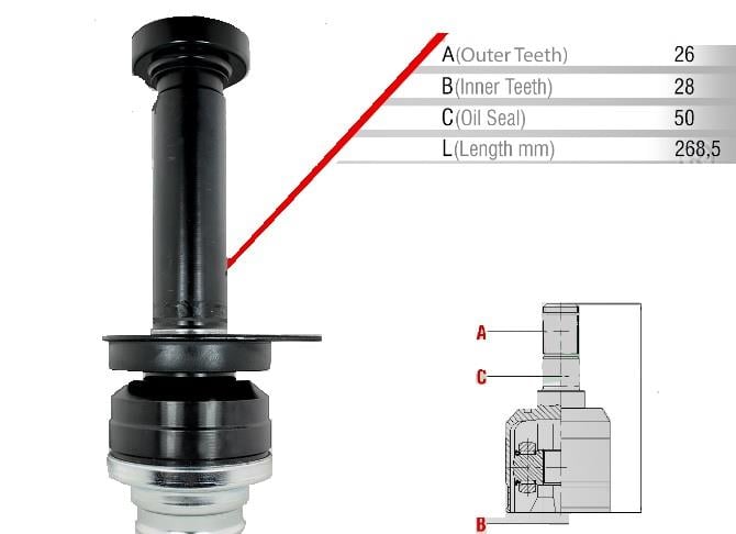  Приводной вал, внутренняя ось справа TRANSPORTER T5 1.9 (304837)
