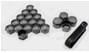  غطاء، صامولة العجلة  (16 قطعة)  + قمع ، مقياس الزيت , أسود