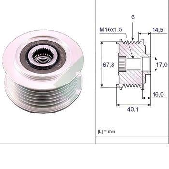  بكرة ، مولد التيار المتردد ، (مقفل) عدد الضلوع: 6 , TRANSPORTER T4 2,5 TDI