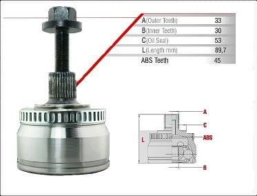  приводной вал, внешняя ось, Головка PASSAT 99 1.8-1.8T1.6 53x33x30 (301955)