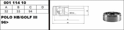  Шарнирный , приводной, внутренняя, GOLF III 96 301106 94X33X32