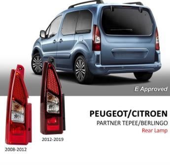  Combination rear light, without bulb , right PEUGEOT PARTNER CITROEN BERLİNGO SAĞ DUYSUZ DİKEY AÇILAN KAPI 2008-2012