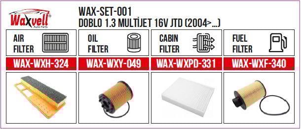  Filter Set DOBLO 1,3 MULTIJET 16V JTD (Air+Oil+Cabin+Fuel)