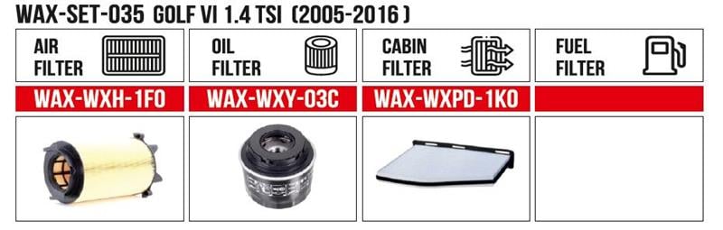  Filtre Set Golf VI 1.4 TSI  (2005-2016) (Hava+Yag+Polen)