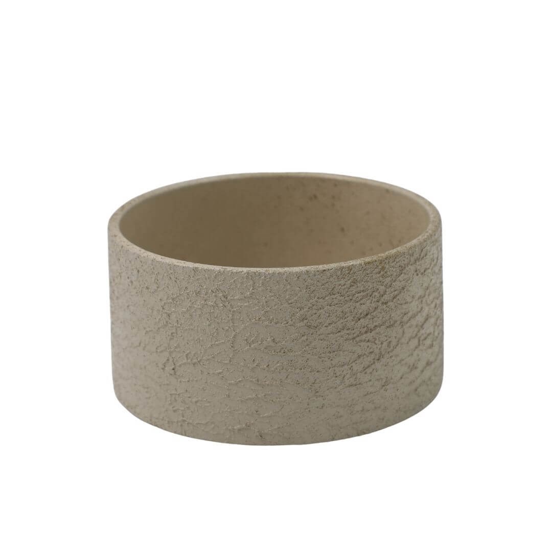 Dalgalı dokulu beton silindir saksı 11x21 cm, bakır kahvesi