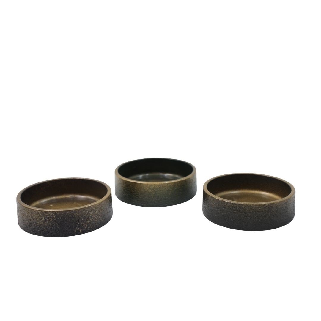 Desenli beton aranjman saksısı 5x16,5 cm, alçak kâse biçimli, krem