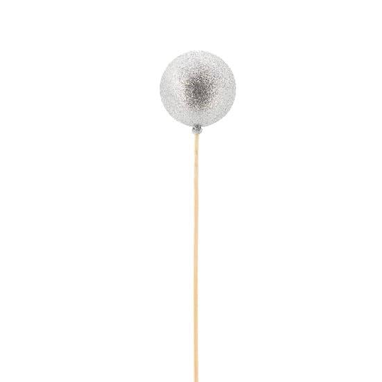 Dekoratif Yılbaşı Topu Çubuklu Yılbaşı Dekorları B. 40-50 Cm Gümüş