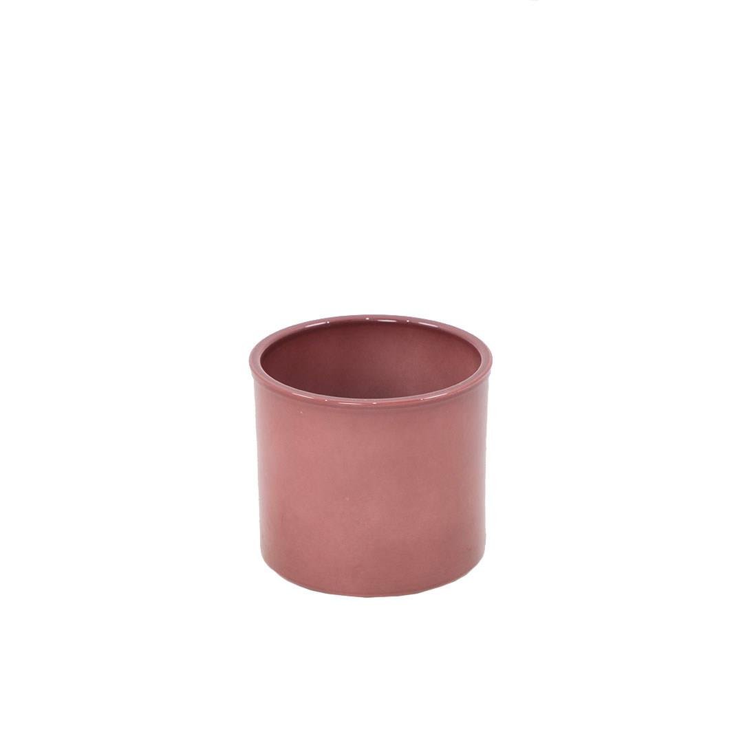 Seramik saksı 13 cm, mat açık kahve, basamaklı tabanlı