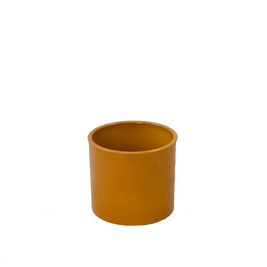 Seramik saksı 13 cm, parlak yeşil, silindir biçimli