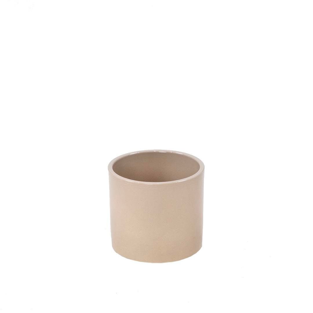 Seramik saksı 13 cm, mat gri-yeşil, basamaklı tabanlı