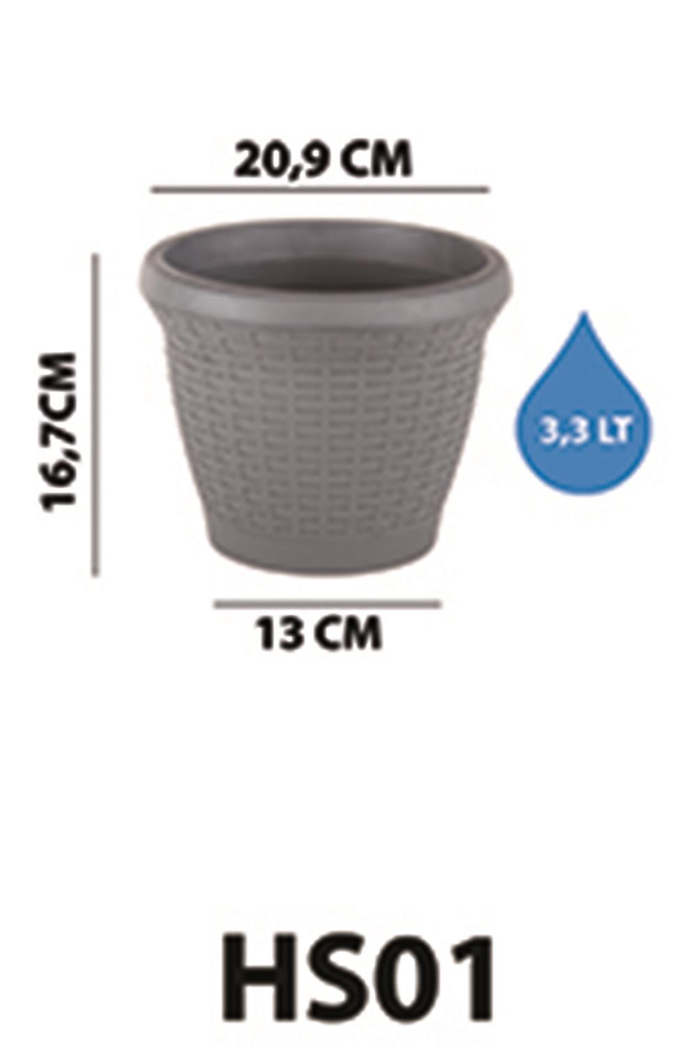 Serinova hasır desenli yuvarlak saksı 3,3 litre, beyaz