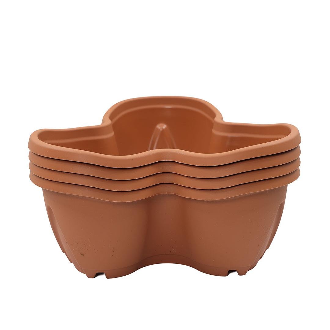Kiremit rengi Pamukkale kule saksı PKS3 ölçüleri: 35 cm çap, 42 cm genişlik, 18 cm kat yüksekliği, 62,5 cm toplam yükseklik, 12,5 litre