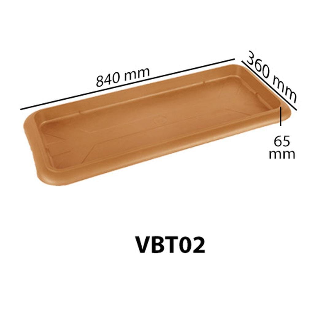 Kiremit rengi Villa saksı tabağı VBT02 ölçüleri: 840 mm uzunluk, 360 mm genişlik, 65 mm yükseklik