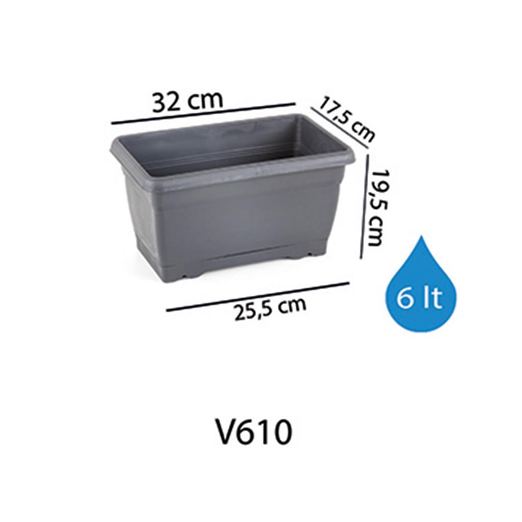 Serinova Villa balkon saksısı 6 litre, petrol yeşili