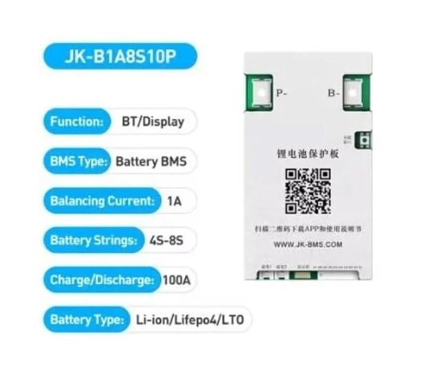 4S-8S 100A Deşarj 1A Aktif Balans Bluetooth'lu Smart BMS