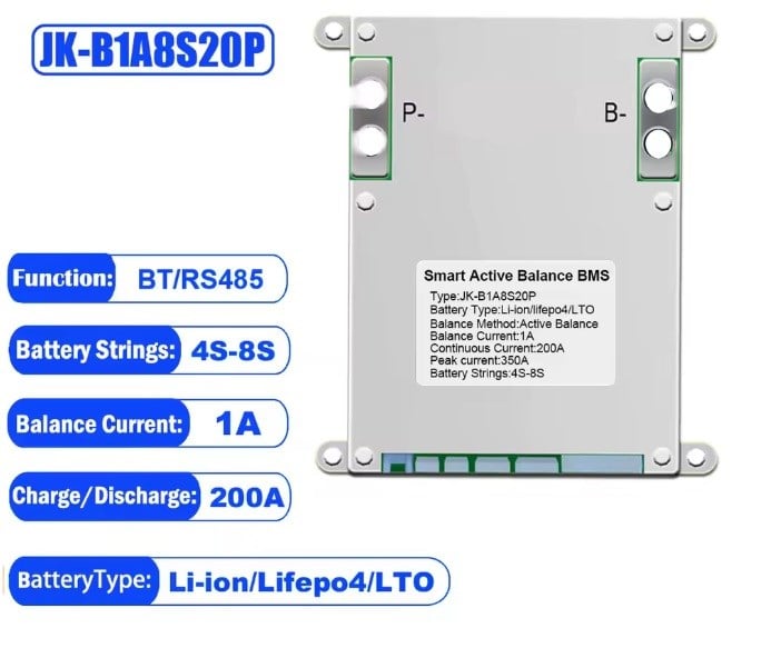 4S-8S 200A Deşarj 1A Aktif Balans Bluetooth'lu Smart BMS