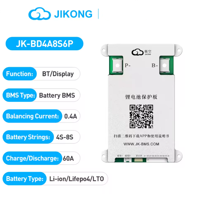 Jikong JK BMS 4S-8S 60A Smart BMS | 0.4A Aktif Balans Bluetooth'lu
