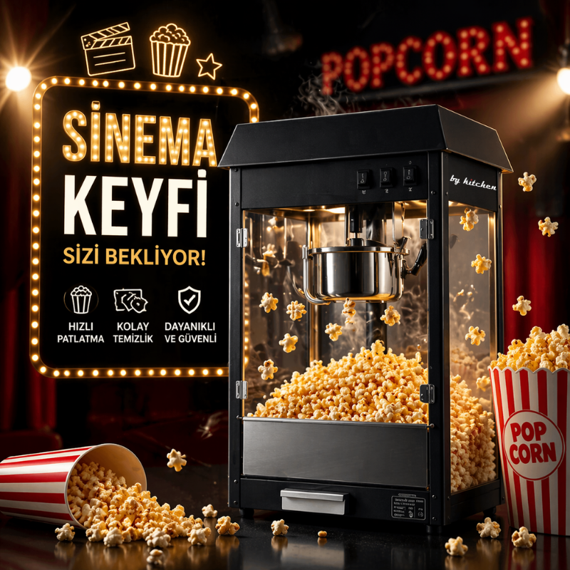By Kitchen Set Üstü Popcorn Makinesi Siyah
