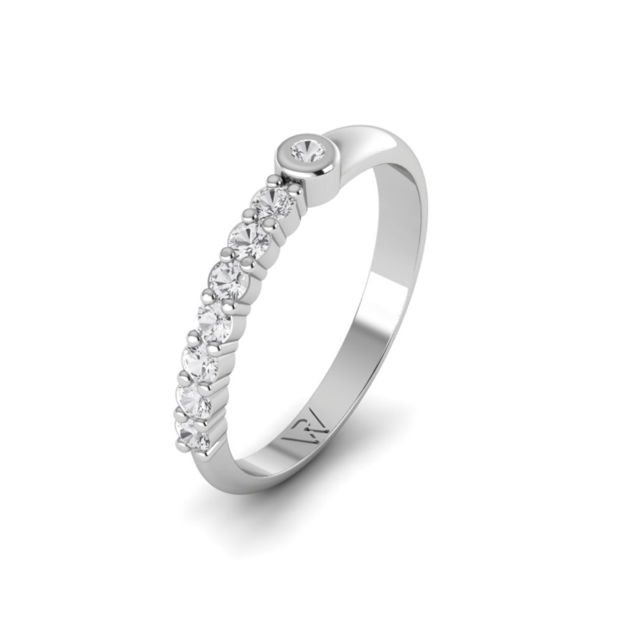 Alliances avec pierres Camargue Or Blanc couple Oxyde de zirconium 0.30 ct