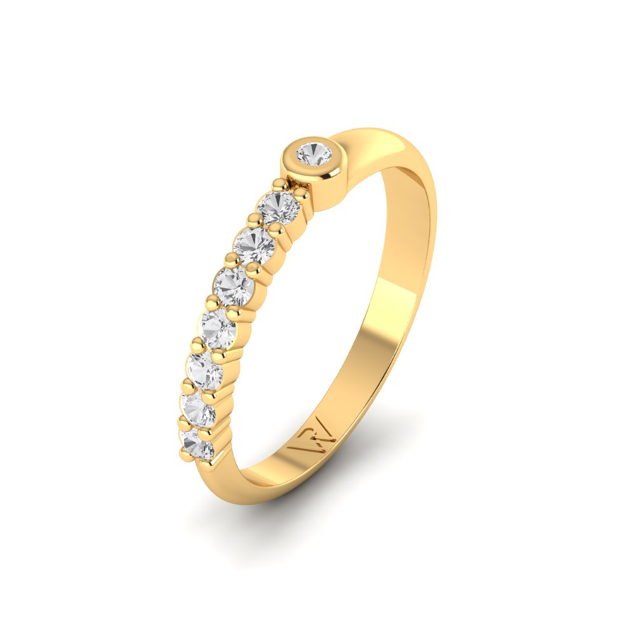 Alliances avec pierres Camargue Or Jaune couple Oxyde de zirconium 0.30 ct