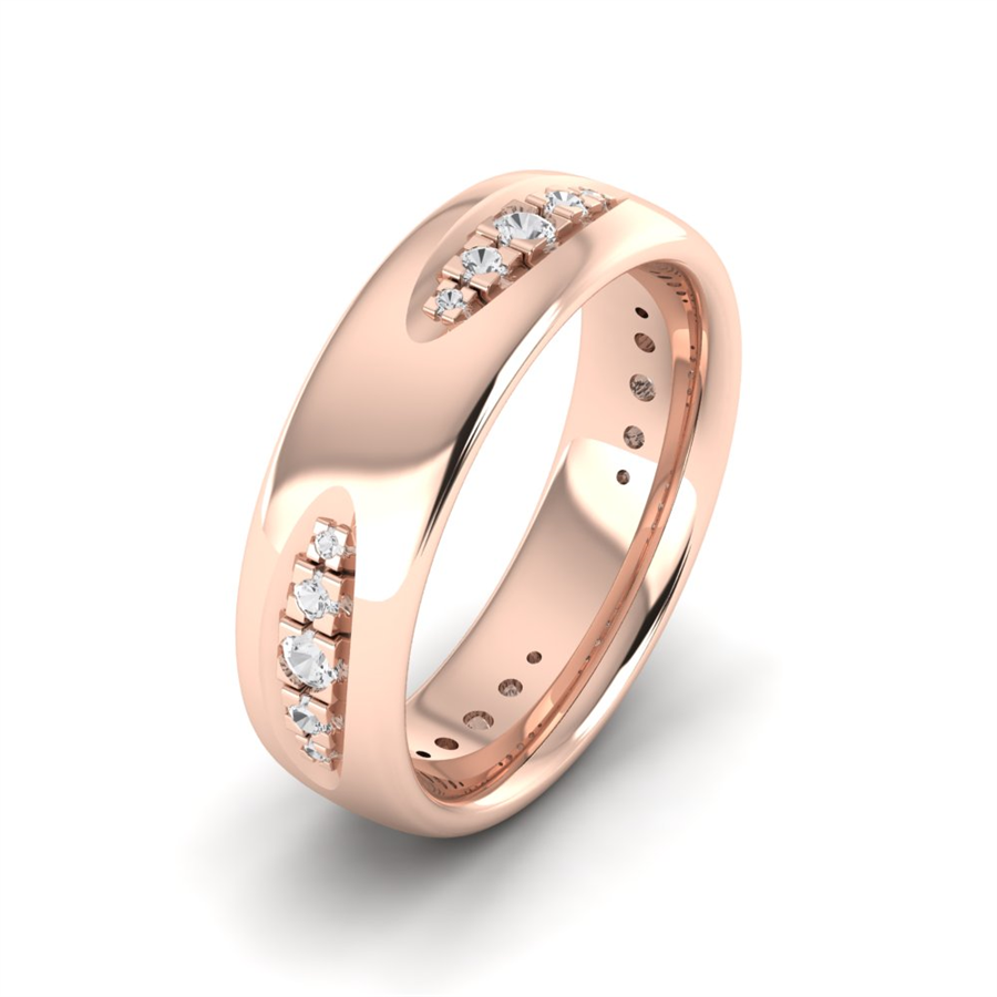 Alliances avec pierres Deauville Or Rose couple Diamant 0.25 ct