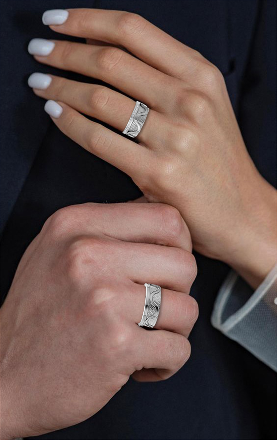 Alliances avec pierres Fontainebleau Or Blanc couple Oxyde de zirconium 0.30 ct