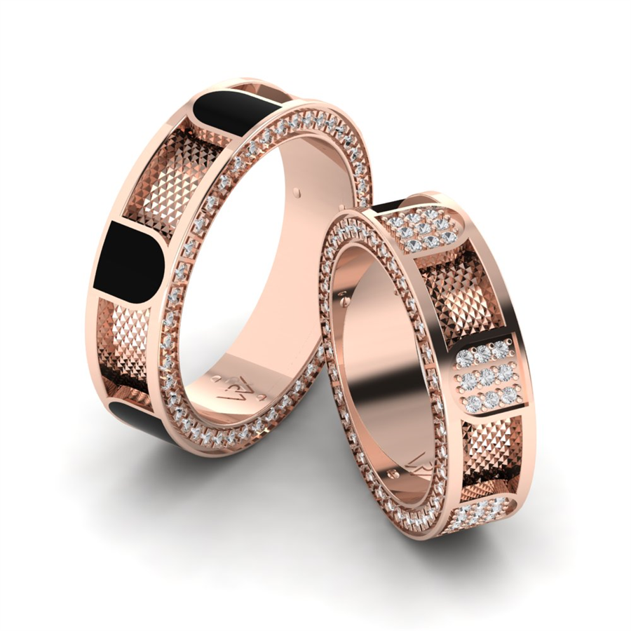 Alliances avec pierres Saint-Tropez Or Rose couple Oxyde de zirconium 1.25 ct