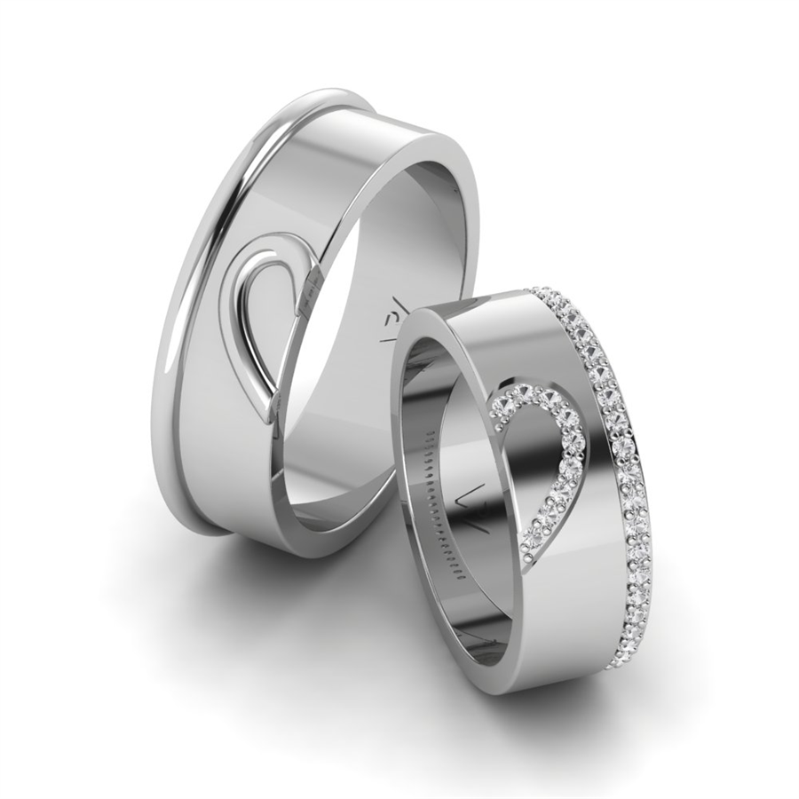 Alliances avec pierres Versailles Or Blanc couple Diamant 0.20 ct