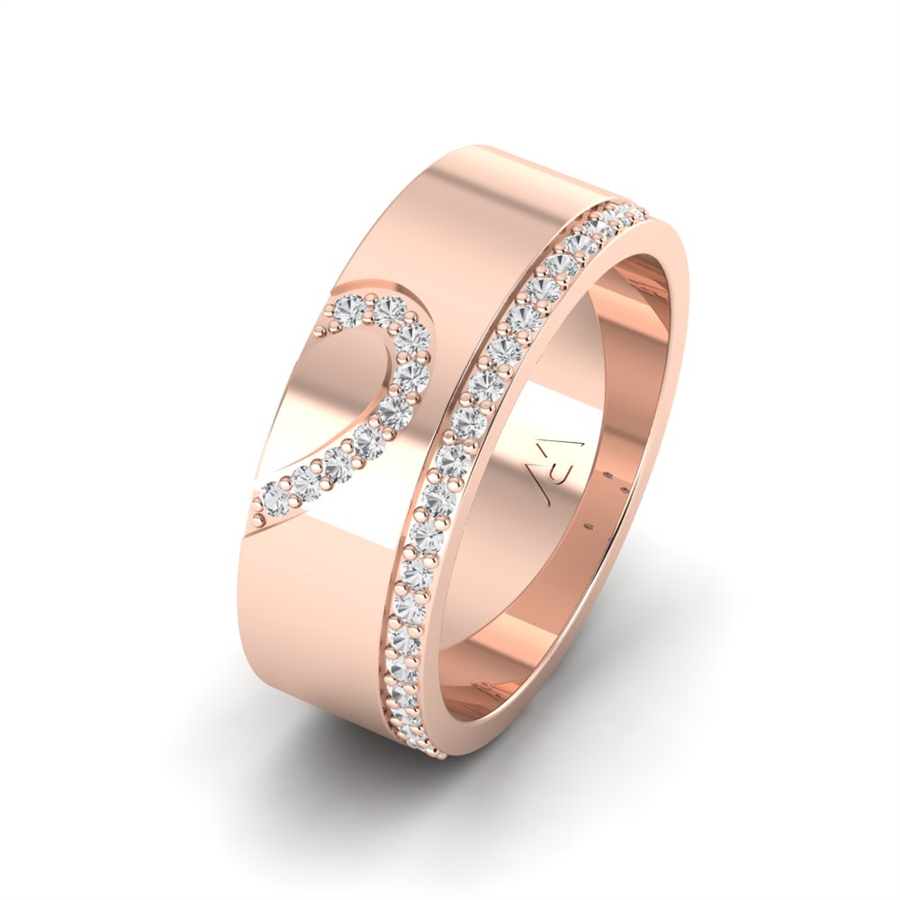 Alliances avec pierres Versailles Or Rose couple Oxyde de zirconium 0.20 ct