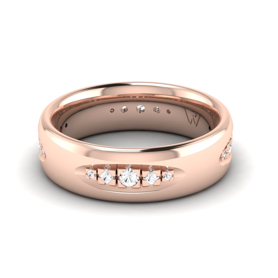 Alliances en argent Plaqué Or Rose couple Deauville Oxyde de zirconium 0.25 ct