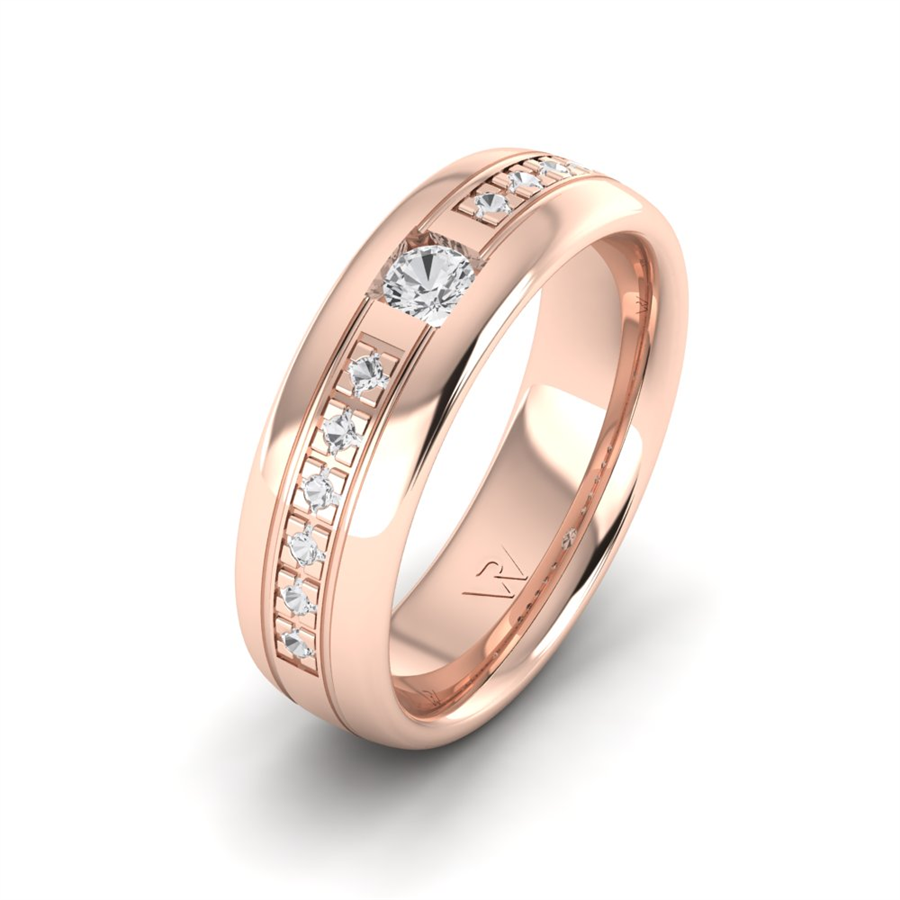 Alliances en argent Plaqué Or Rose couple Biarritz Oxyde de zirconium 0.30 ct