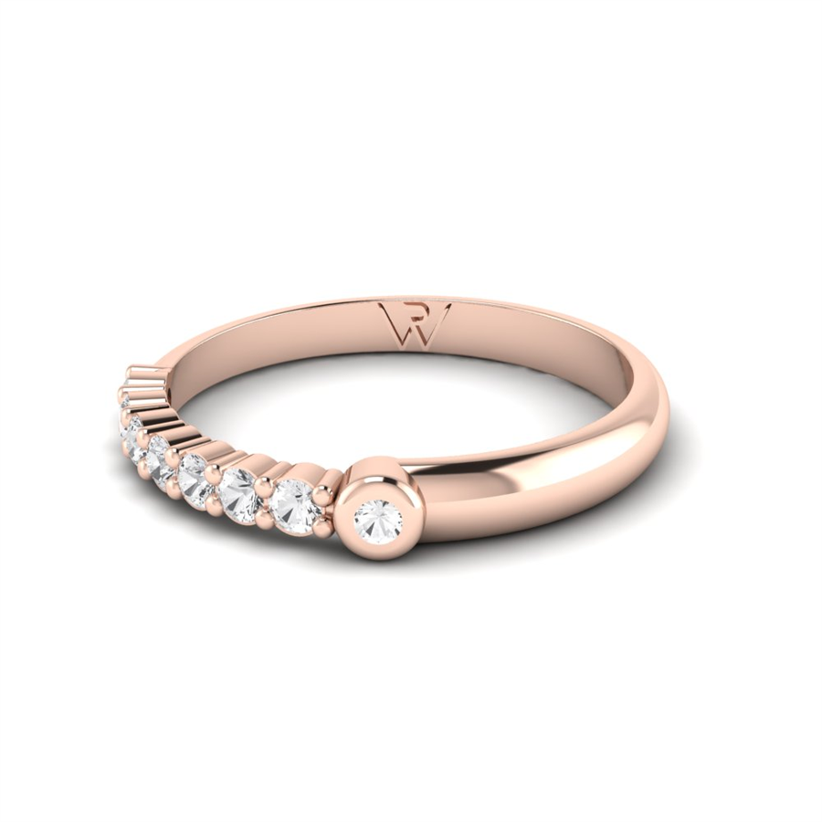 Alliances en argent Plaqué Or Rose couple Camargue Diamant 0.30 ct