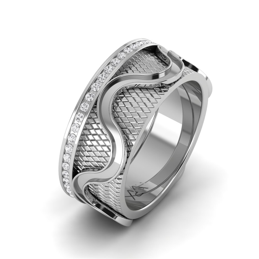 Alliances en argent Rhodié Blanc couple Fontainebleau Oxyde de zirconium 0.30 ct