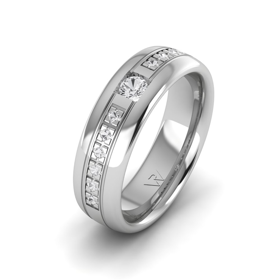 Alliances en argent Rhodié Blanc couple Biarritz Diamant 0.30 ct