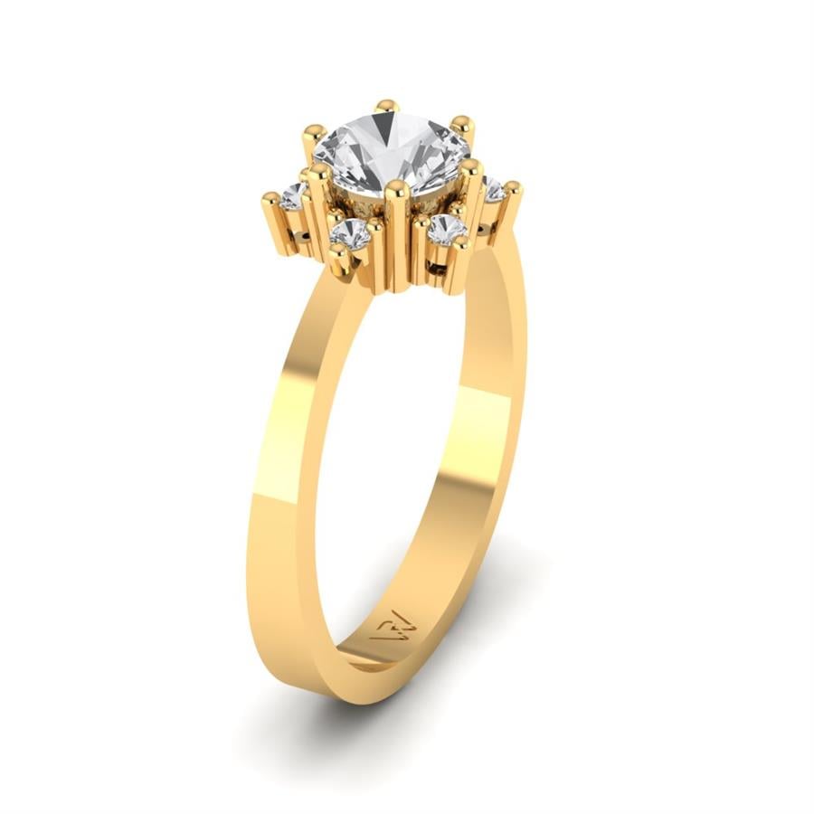 Bagues Floréa Argent Plaqué Or Jaune Oxyde de zirconium 0.85 ct