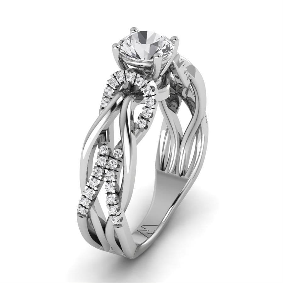 Bagues Lueur Argent Rhodié Blanc Oxyde de zirconium 0.80 ct