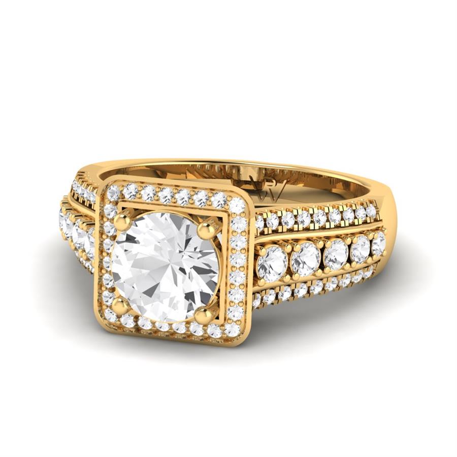 Bagues Majesté Argent Plaqué Or Jaune Diamant 1 ct