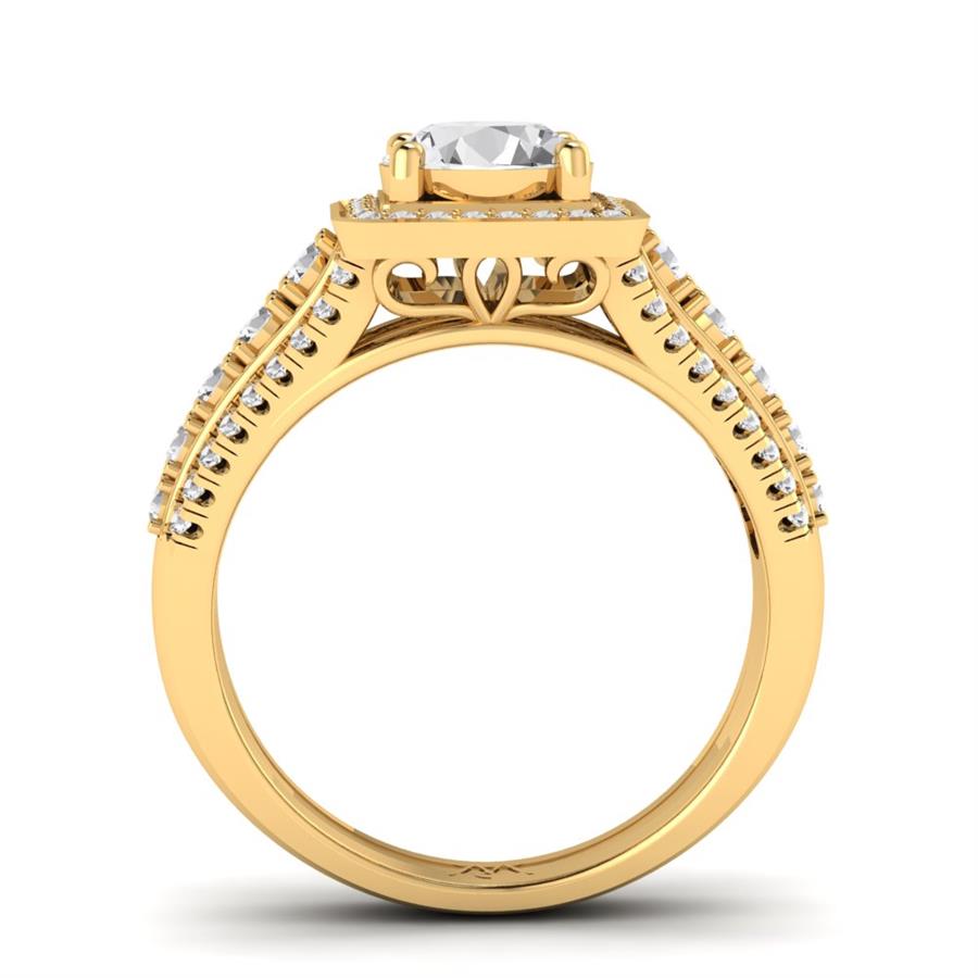 Bagues Majesté Argent Plaqué Or Jaune Diamant 1 ct