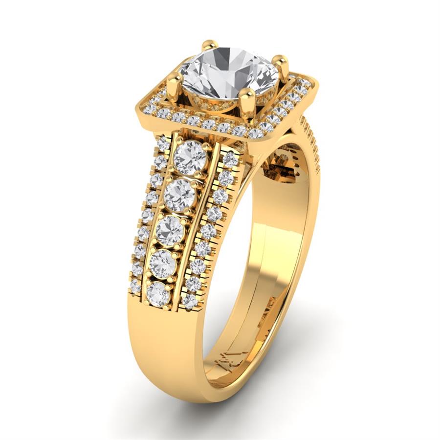 Bagues Majesté Argent Plaqué Or Jaune Oxyde de zirconium 1 ct