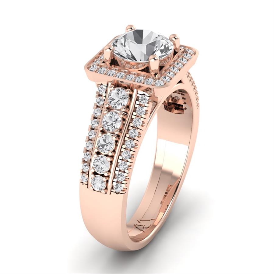 Bagues Majesté Argent Plaqué Or Rose Diamant 1 ct