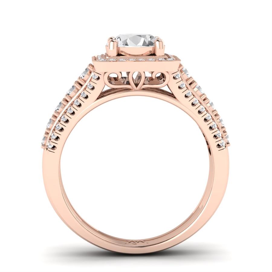 Bagues Majesté Argent Plaqué Or Rose Diamant 1 ct
