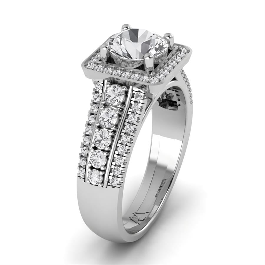 Bagues Majesté Argent Rhodié Blanc Oxyde de zirconium 1 ct