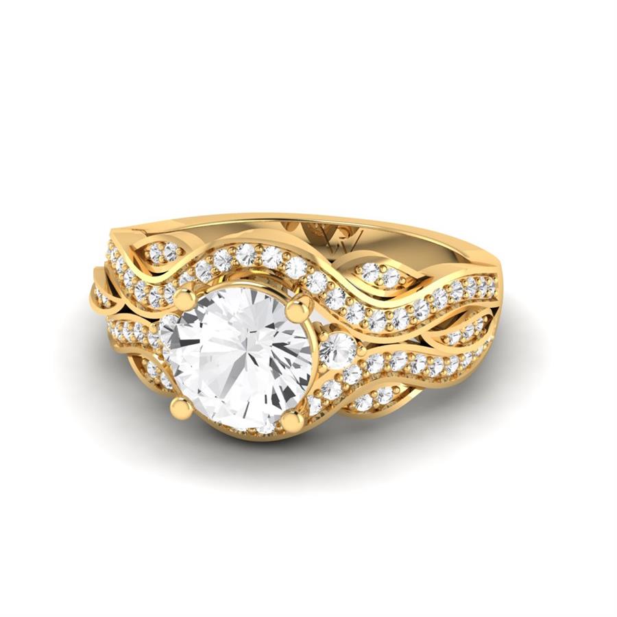 Bagues Mirage Argent Plaqué Or Jaune Diamant 1.35 ct