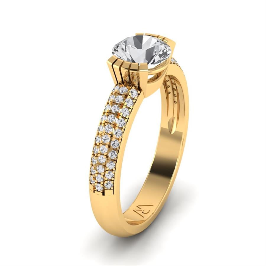 Bagues Nuance Argent Plaqué Or Jaune Diamant 1 ct