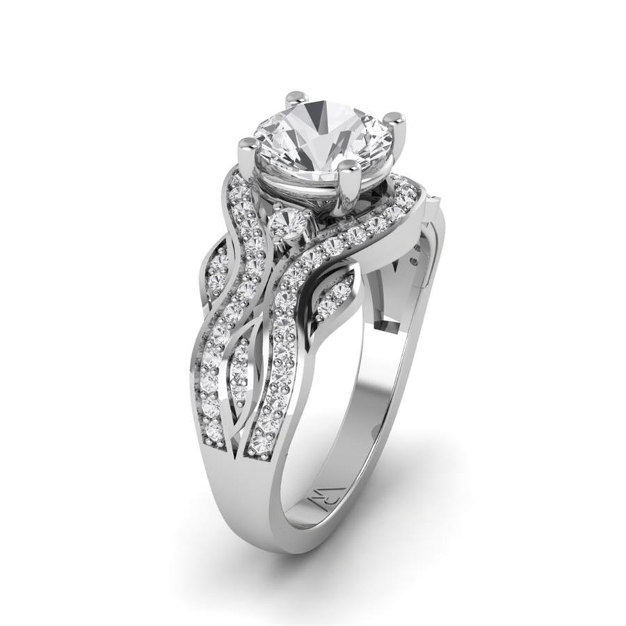 Bagues Ondine Argent Rhodié Blanc Diamant 1,32 ct