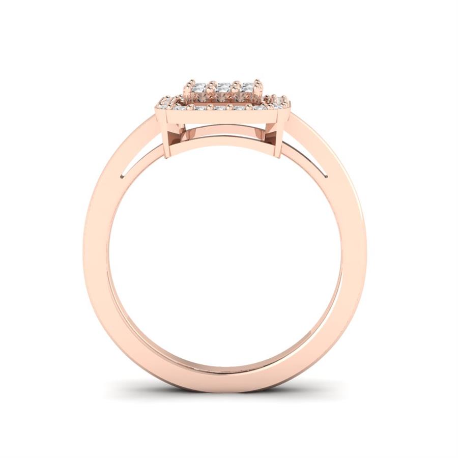 Bagues Princesse Argent Plaqué Or Rose Diamant 0.5 ct